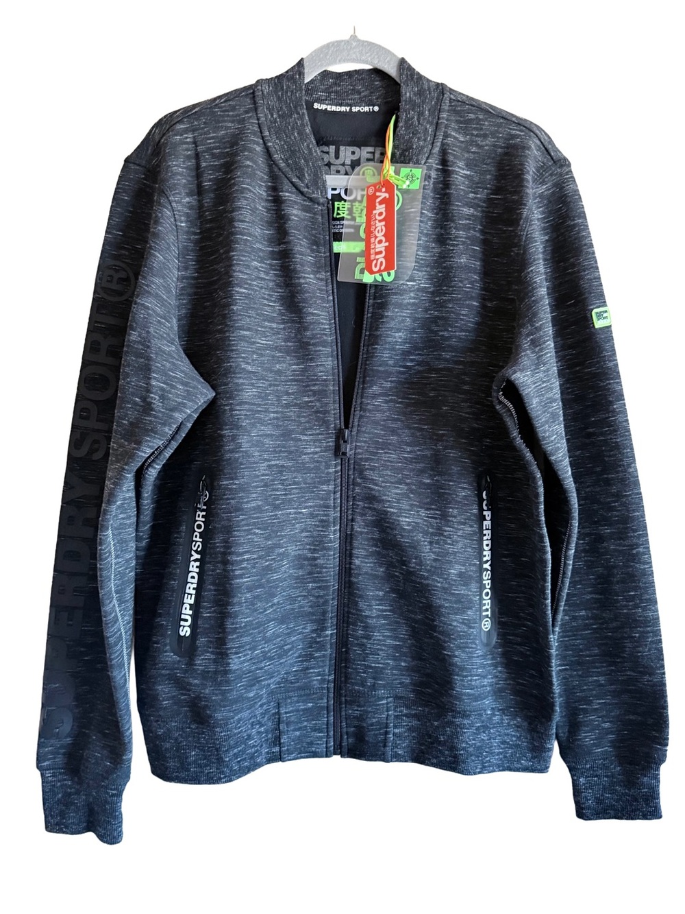 Superdry Sport Gym Tech Hybrid Zip Jacket Space Dye Black Men’s 2XL NWT